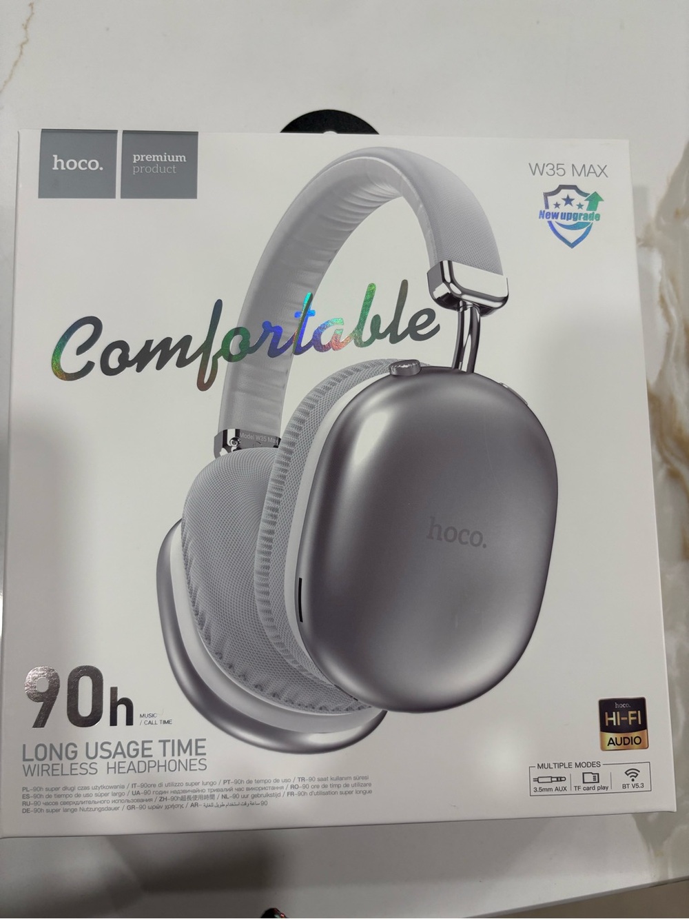 Hoco W35 MAX Wireless Over-Ear Headphones — Silver